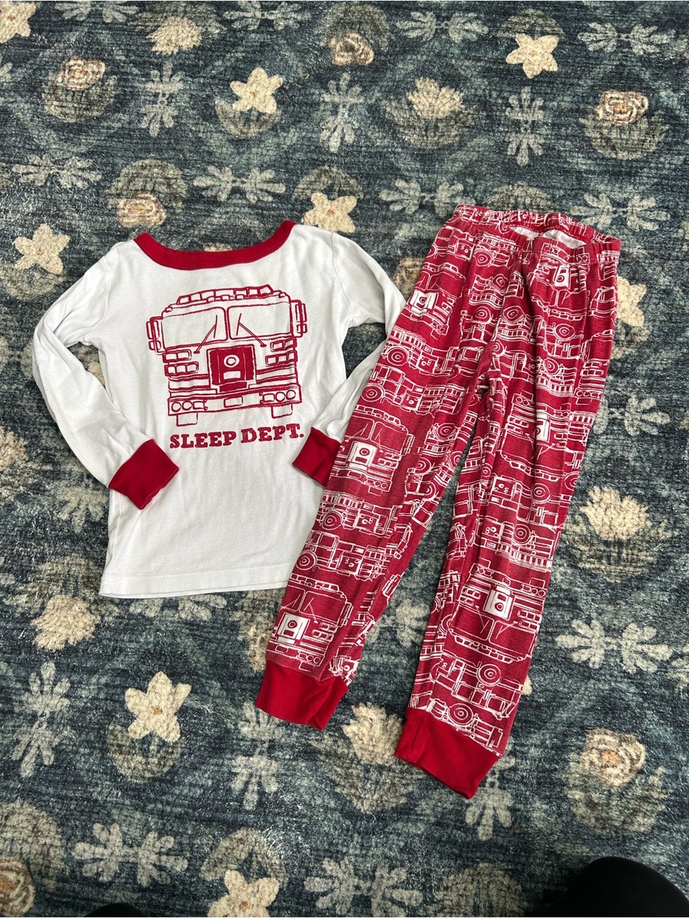 Gymboree Red & White Fire Truck Pajama Set